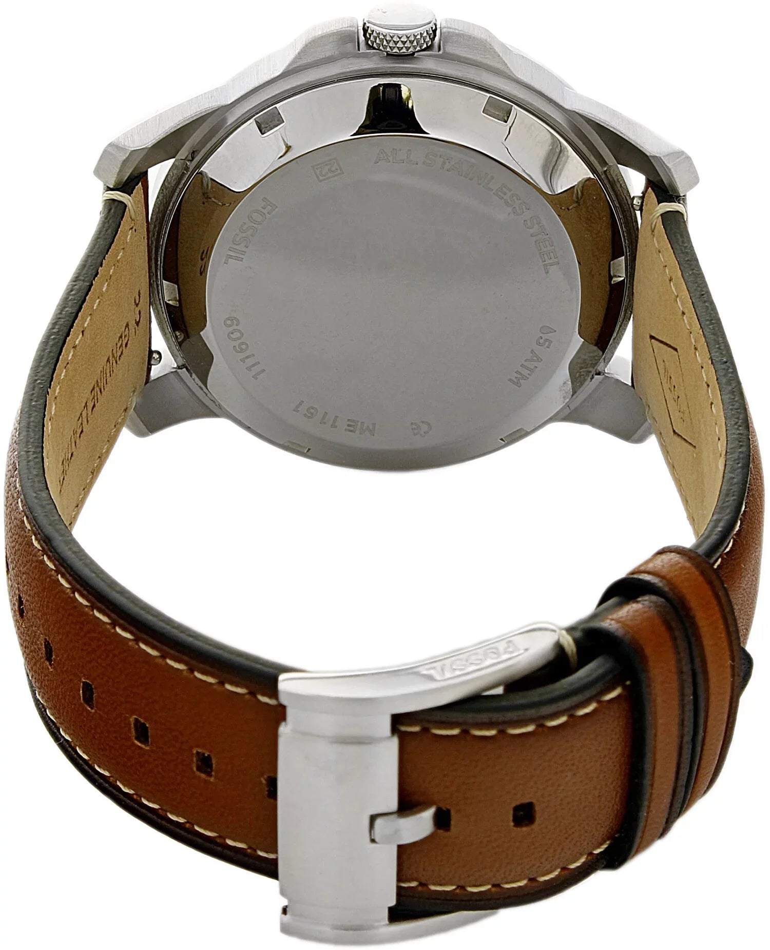 Fossil Men's Grant ME1161 Silver Leather Automatic Dress Watch