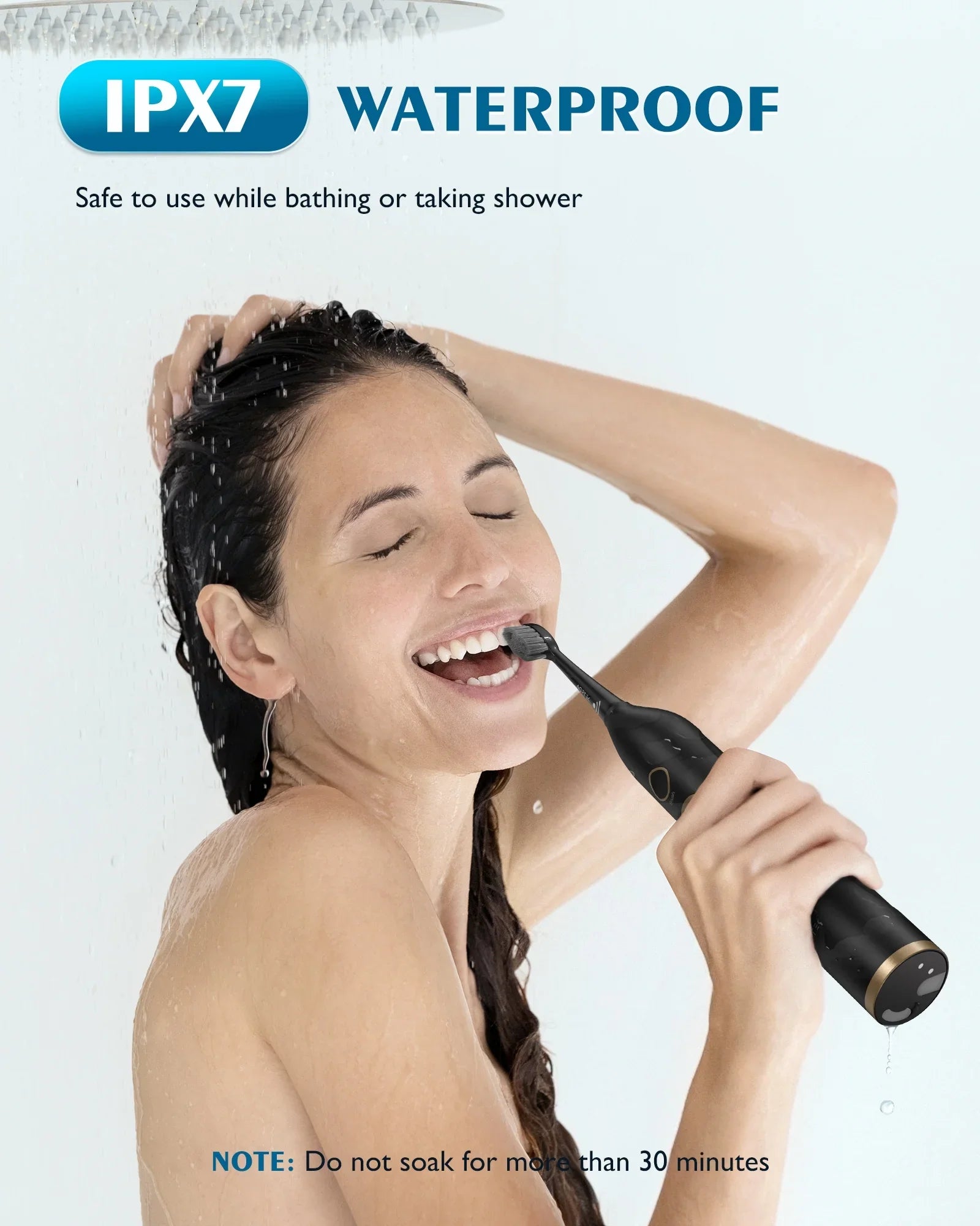 AGPTEK Flosser and Current-activated Toothbrush Combo; 2 in 1 Cordless Flosser & Sonic Toothbrush with 5 Levels for Teeth; Gums; Braces - 14 Days Battery Life; 500ML; IPX7 Fluidproof