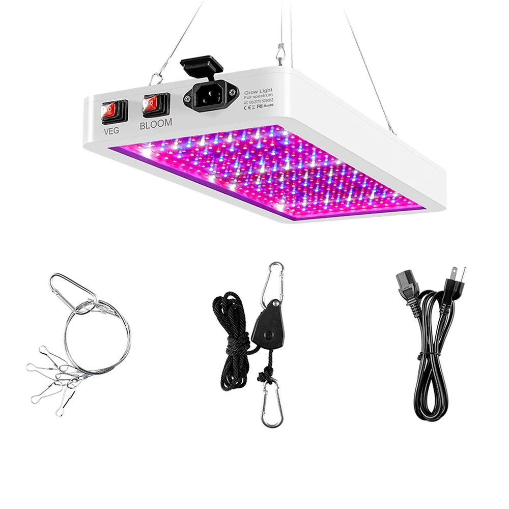 Htovila 2000W LED Grow Light for Indoor Plants 312 LEDs Full Spectrum Veg and Bloom Dual Switch IP65 Fluidproof Hanging Plant Growing Lamps for Seedlings Flowers Greenhouse