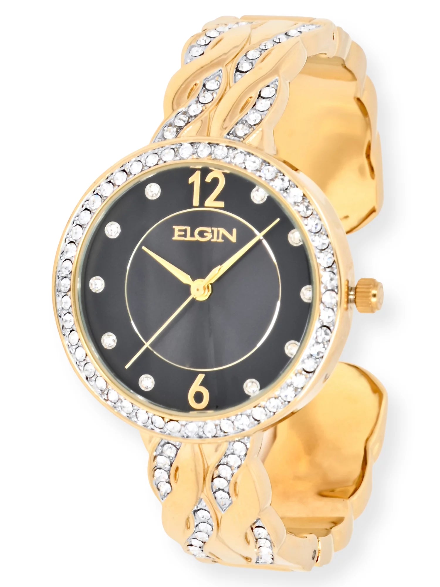 Elgin Adult Female Analog Watch Set with Round Black Dial in Gold (EG17006GST)