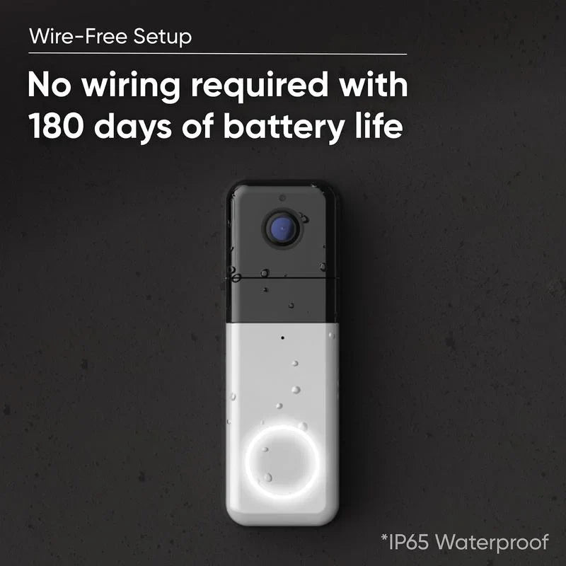 Wyze Video Doorbell Pro — Battery; Wireless Doorbell Camera w/ QHD Video; Adhesive Sticks to Walls; 1:1 Aspect Ratio; 2-Way Audio; Color Night Vision; Works w/ Alexa and Google Assistant