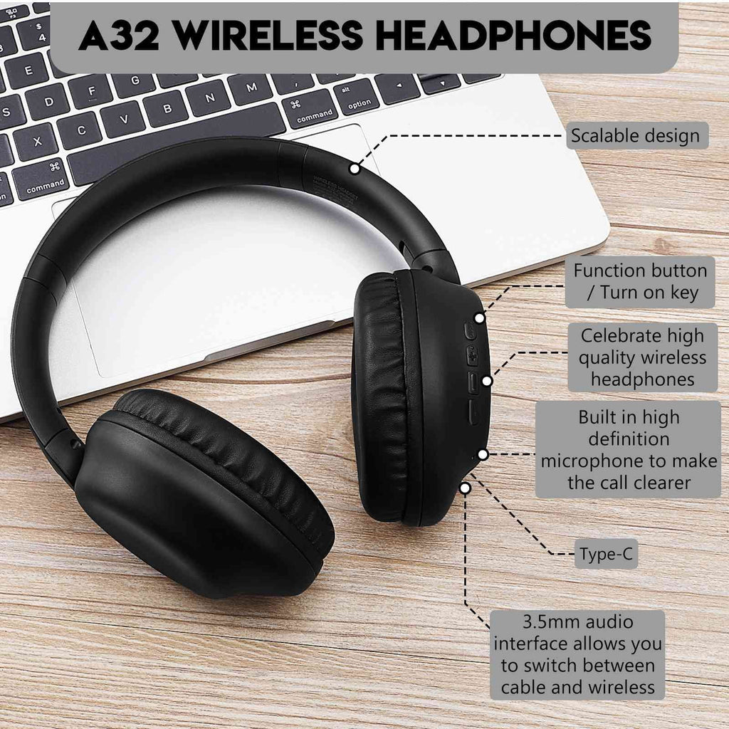 UrbanX UX35 Wireless Bluetooth Stereo Earphones with High Resolution Audio; Deep Bass; Superior Comfort Over The Ear Headphones with Mic for OnePlus 3T Phone Call Support
