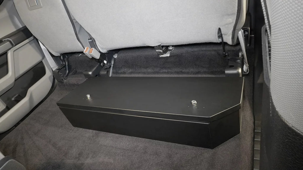 Tuffy Security Products 344-01 Under Seat Lockbox - 2/3 Length; Black; 2015-Current Ford F150 SuperCrew; 2017-Current Ford SuperDuty SuperCrew
