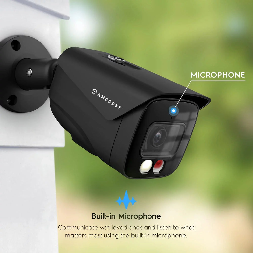 Amcrest 4K IP PoE AI Camera UltraHD 8MP Security Outdoor Camera; FOV 129°; 49ft Color Nightvision; Human & Vehicle Detection; IP67 Weatherproof; 4K (3840x2160) @15fps; Black; IP8M-2796EB-AI