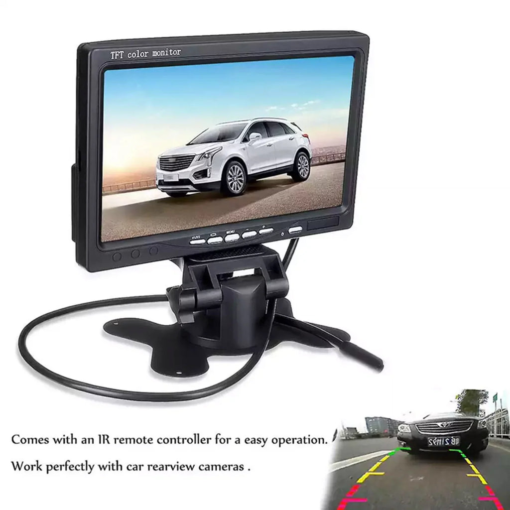 Aibecy 7 millimeter HD Monitor Display Screen TFT Car Screen Monitor HD 1024x600 Display AV Input Built-in Speaker For Trucks Bus RV Trailer Reverse Rear View Backup Camera