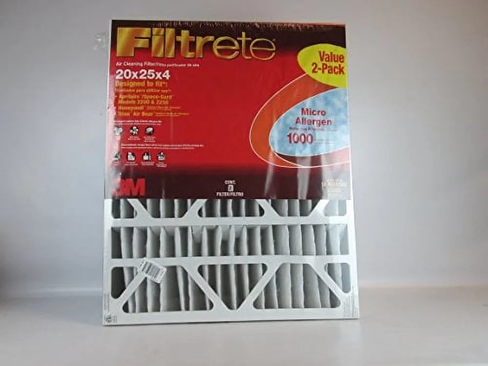 Filtrete 20x25x4 Air Filter; MPR 1000; MERV 11; Allergen Defense 12-Month Deep Pleated 4-foot Air Filters; 2 Filters