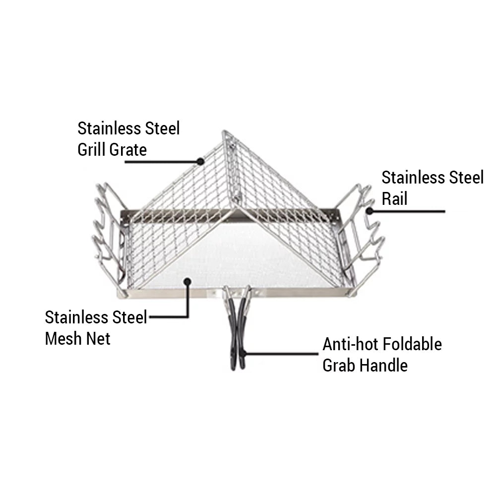 Stainless Steel Folding Camp Stove Toaster Rack - Ideal Bread Toaster for Camping; Backpacking; and Picnics