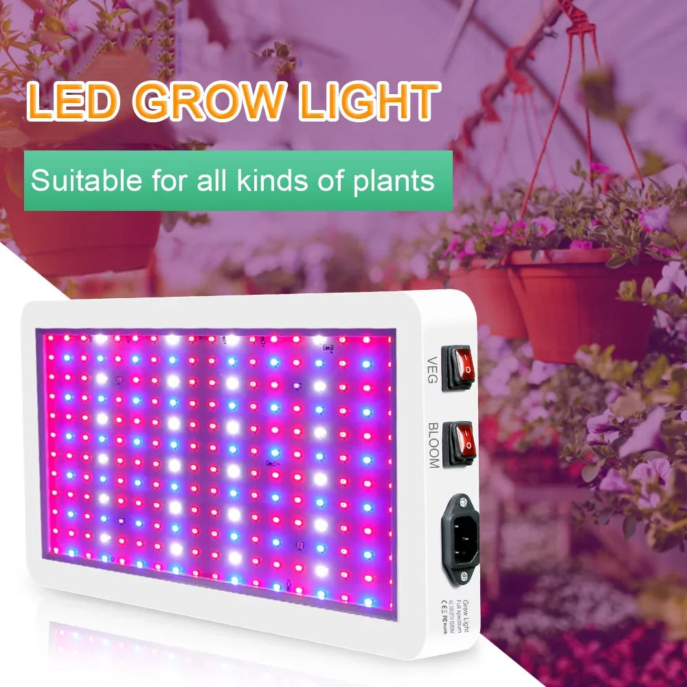 Htovila 2000W LED Grow Light for Indoor Plants 312 LEDs Full Spectrum Veg and Bloom Dual Switch IP65 Fluidproof Hanging Plant Growing Lamps for Seedlings Flowers Greenhouse