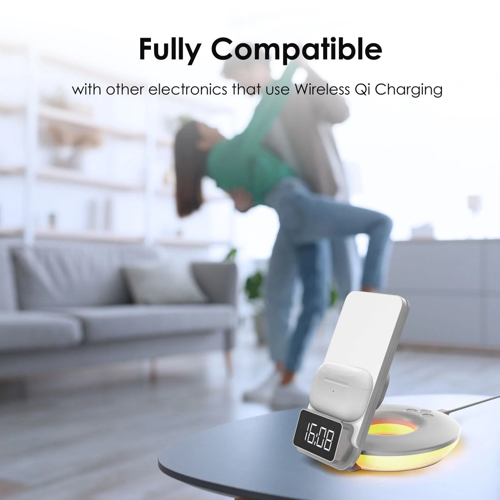 Rexing RS7 3-in-1 Wireless Charging Station; Touch Control; Table-Desk Lamps - White