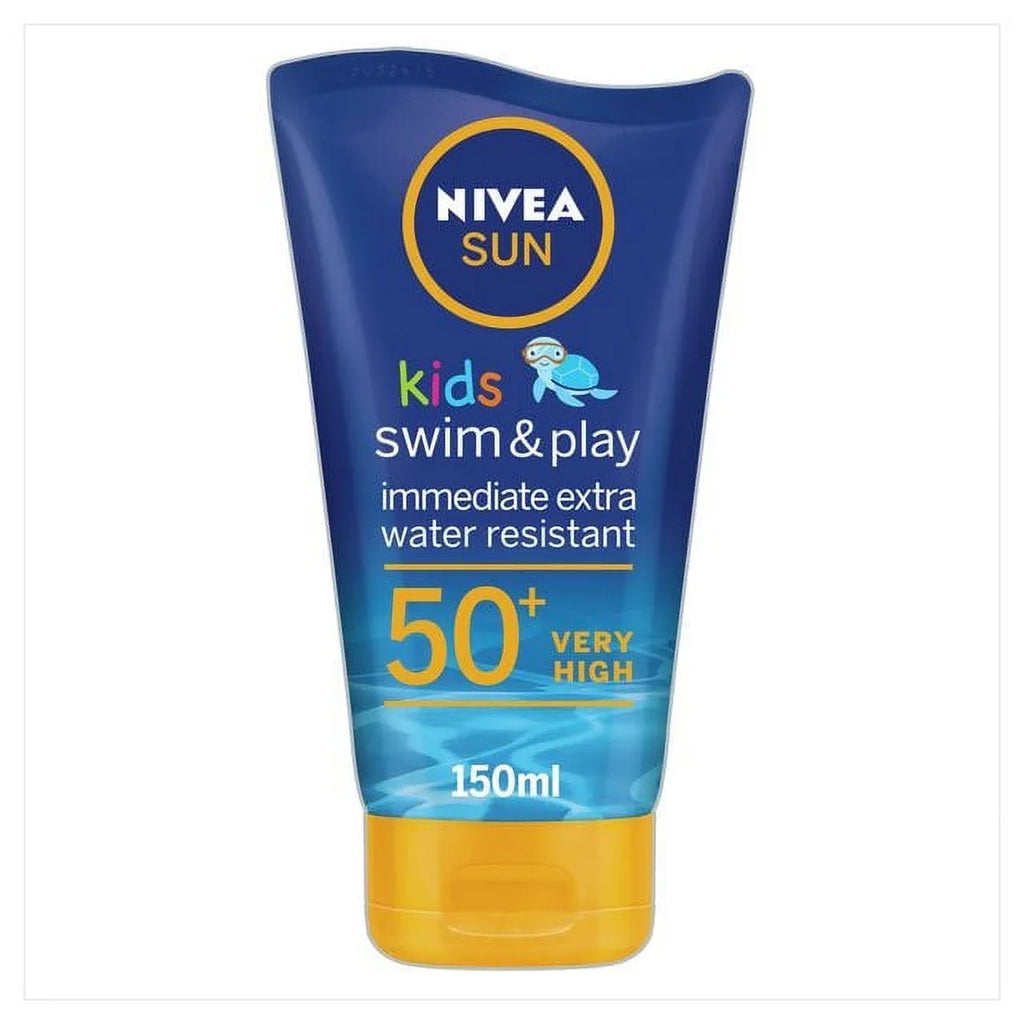 Nivea Sun SPF 50+ Kids Swim & Play 150ml - European Version NOT North American Variety - Imported from United Kingdom by Sentogo - SOLD AS A 2 PACK