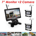 Backup Camera with Monitor Kit; 2pcs Liquidproof 18 IR LED Night Vision Reverse Camera + 7" Rear View Monitor Vehicle Parking System for RV Bus Trailer Truck