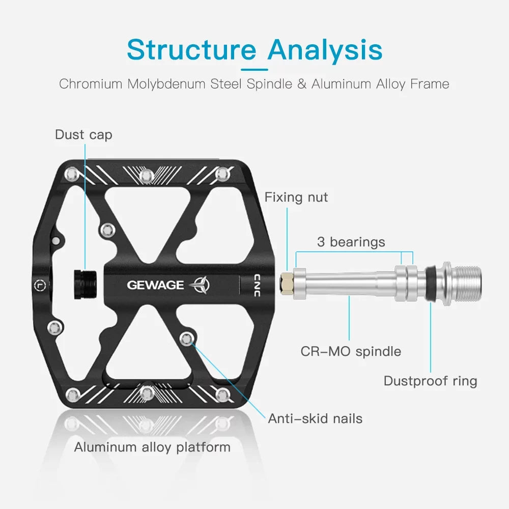 Bike Pedals Aluminum Alloy Pedals with Reflectors Mountain Bike Pedals Cycling Pedals Platform
