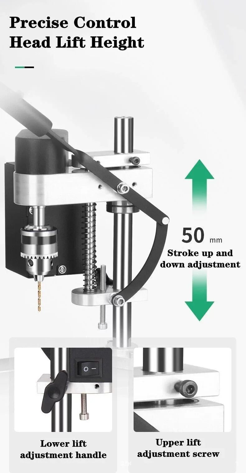 CJC Motor Desktop Bench Drill; Wood Jewelry Metal Plastic Procession; 7-Speed Adjustable Punching Apparatus