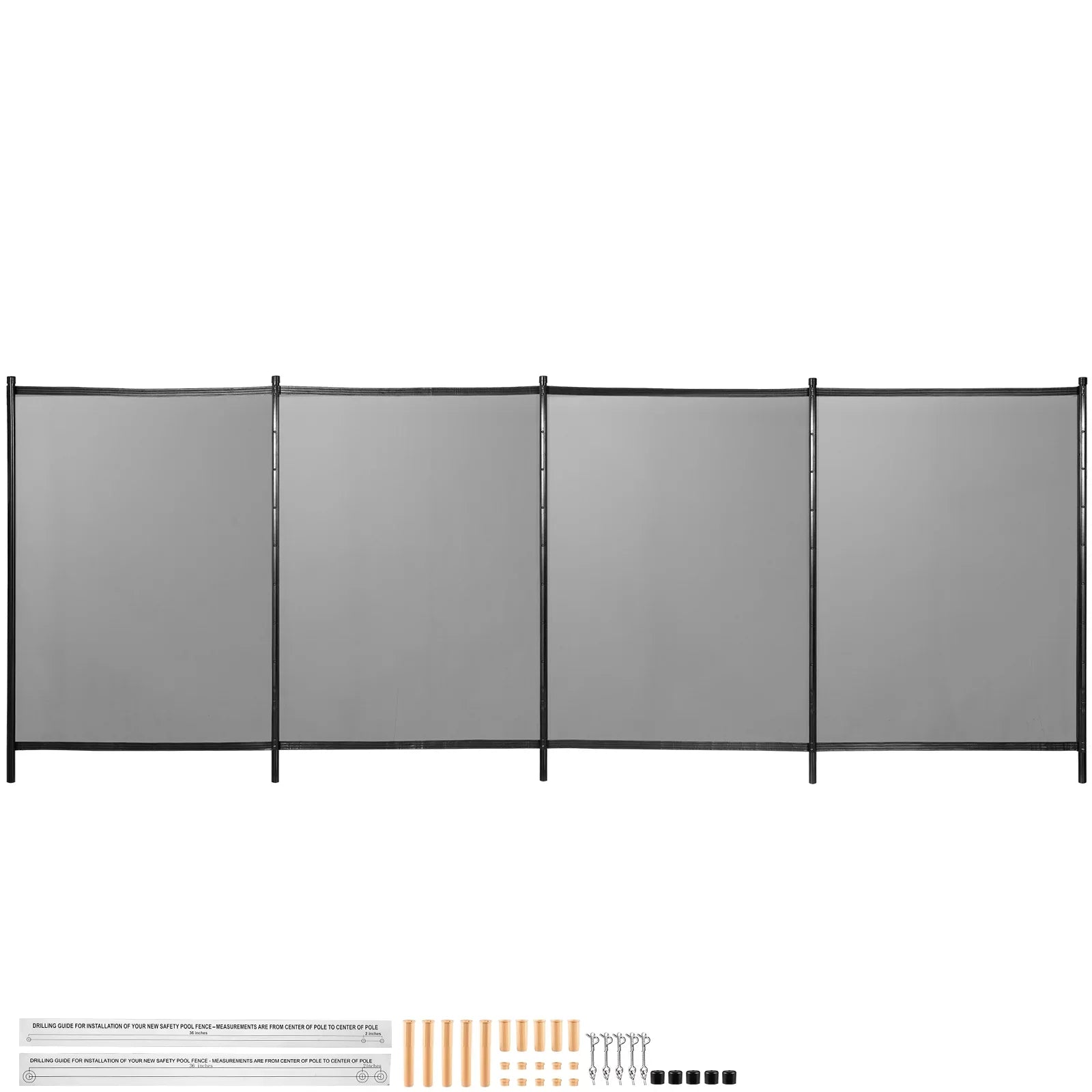 Pool Fencing Mesh; 4 x 12 ft Swimming Pool Fence; 1000D Fabric Removable Pool Fence with Aluminum Poles and Foot Tubes; Breathable Pool Fences for Inground Pools for Security and Privacy