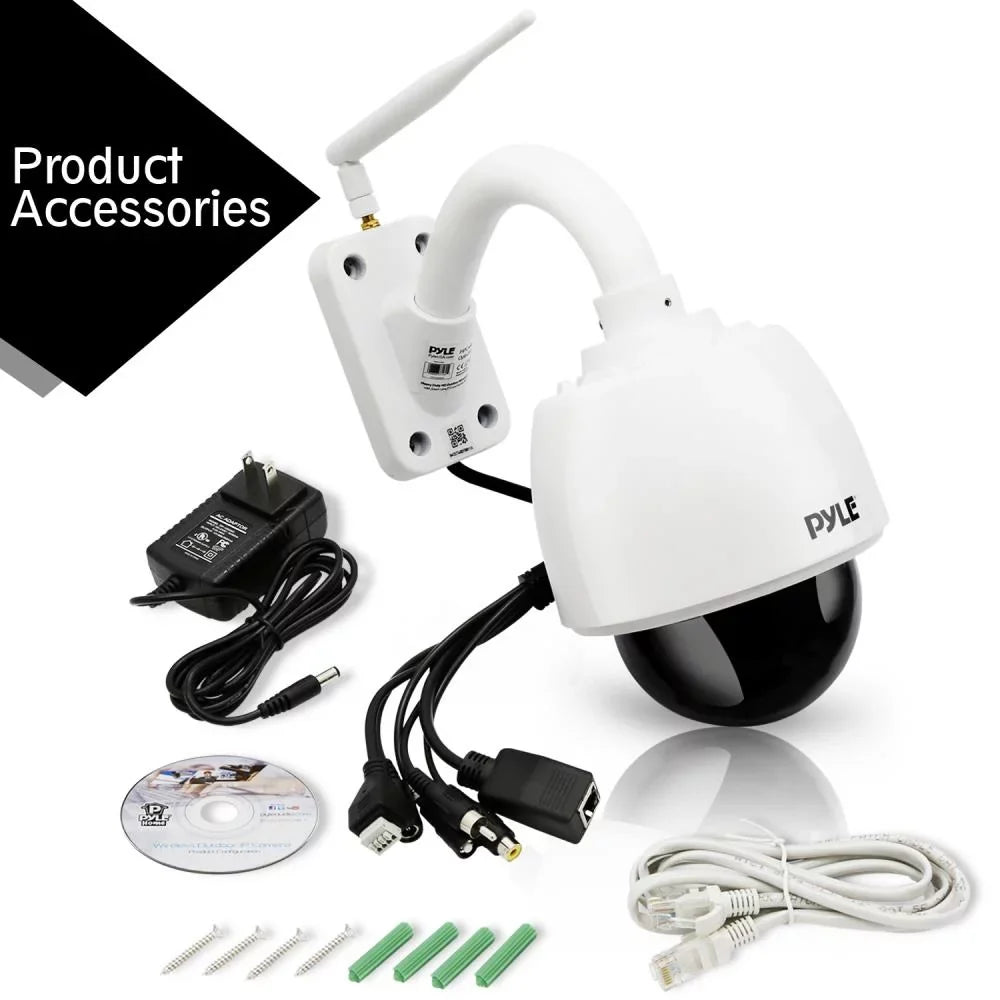 PYLE PIPCAMHD47.5 - Weatherproof HD Hi-Res IP Camera - 4x Optical Zoom Outdoor WiFi Cam with Built in 32g SD