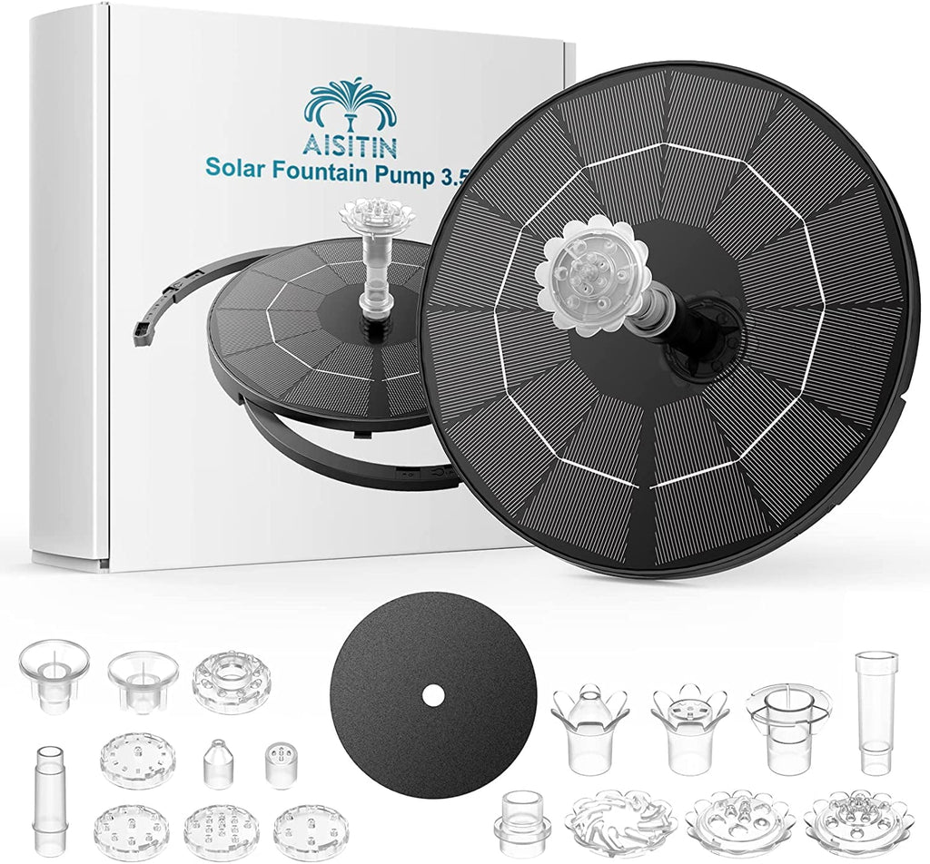 3.5W Solar Fountain Pump for Feature Outdoor DIY Solar Bird Bath Fountain with Multiple Nozzles; Solar Powered Fountain for Garden; Ponds; Fish Tank and Aquarium