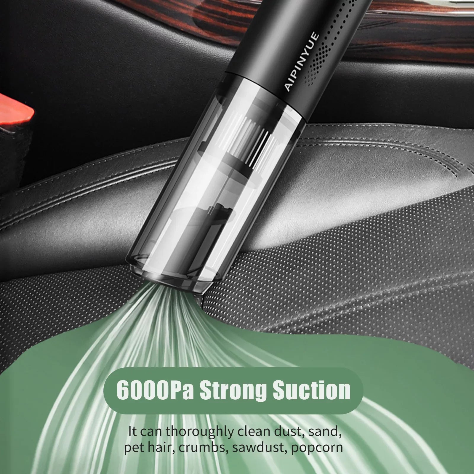 moobody Vacuum Cleaner; 120W Handheld Cleaner; 6000Pa Powerful Suction; USB Powered with HEPA Filter for Cleaning Hair Dust Gravel in Home Office