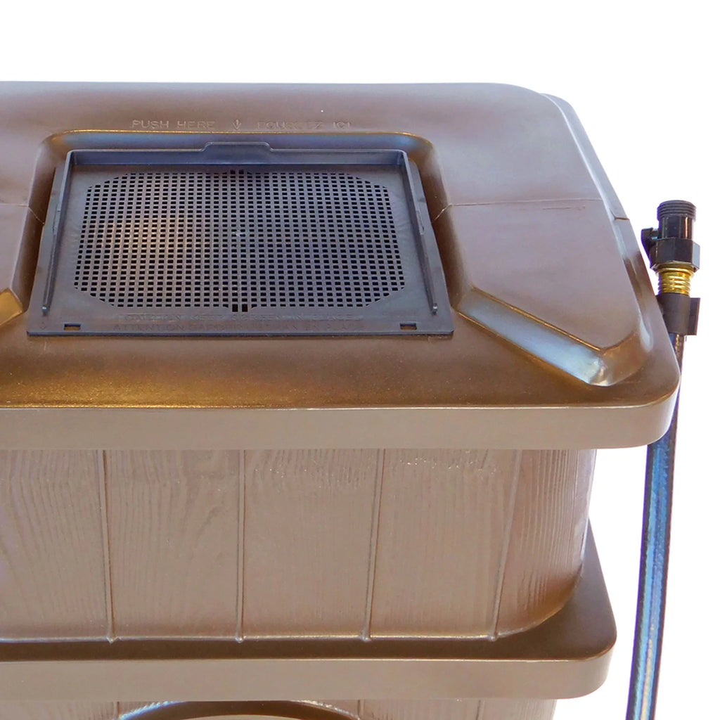 FCMP Outdoor WG4000 45 Gallon Wood Grain Rain Catcher Barrel; Brown