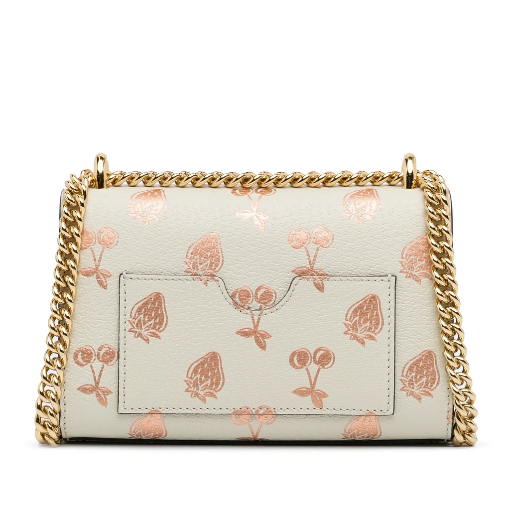 Pre-Owned Authenticated Gucci Small Berry Padlock Shoulder Bag Calf Leather White Unisex (New with Defects)