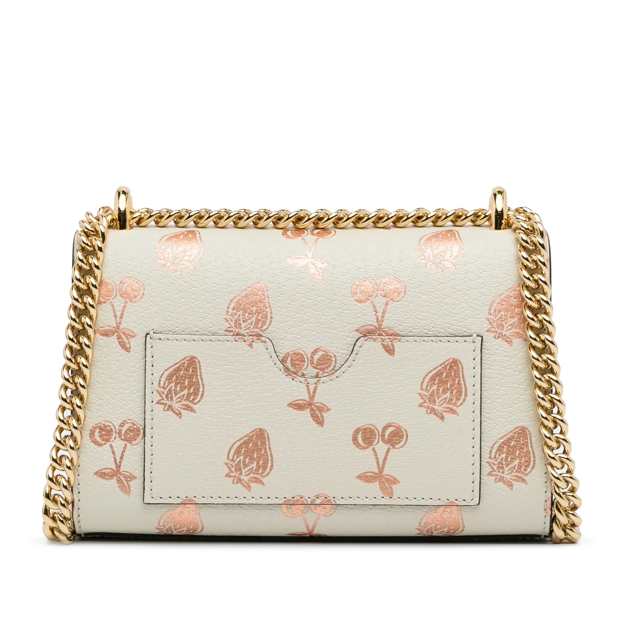 Pre-Owned Authenticated Gucci Small Berry Padlock Shoulder Bag Calf Leather White Unisex (New with Defects)
