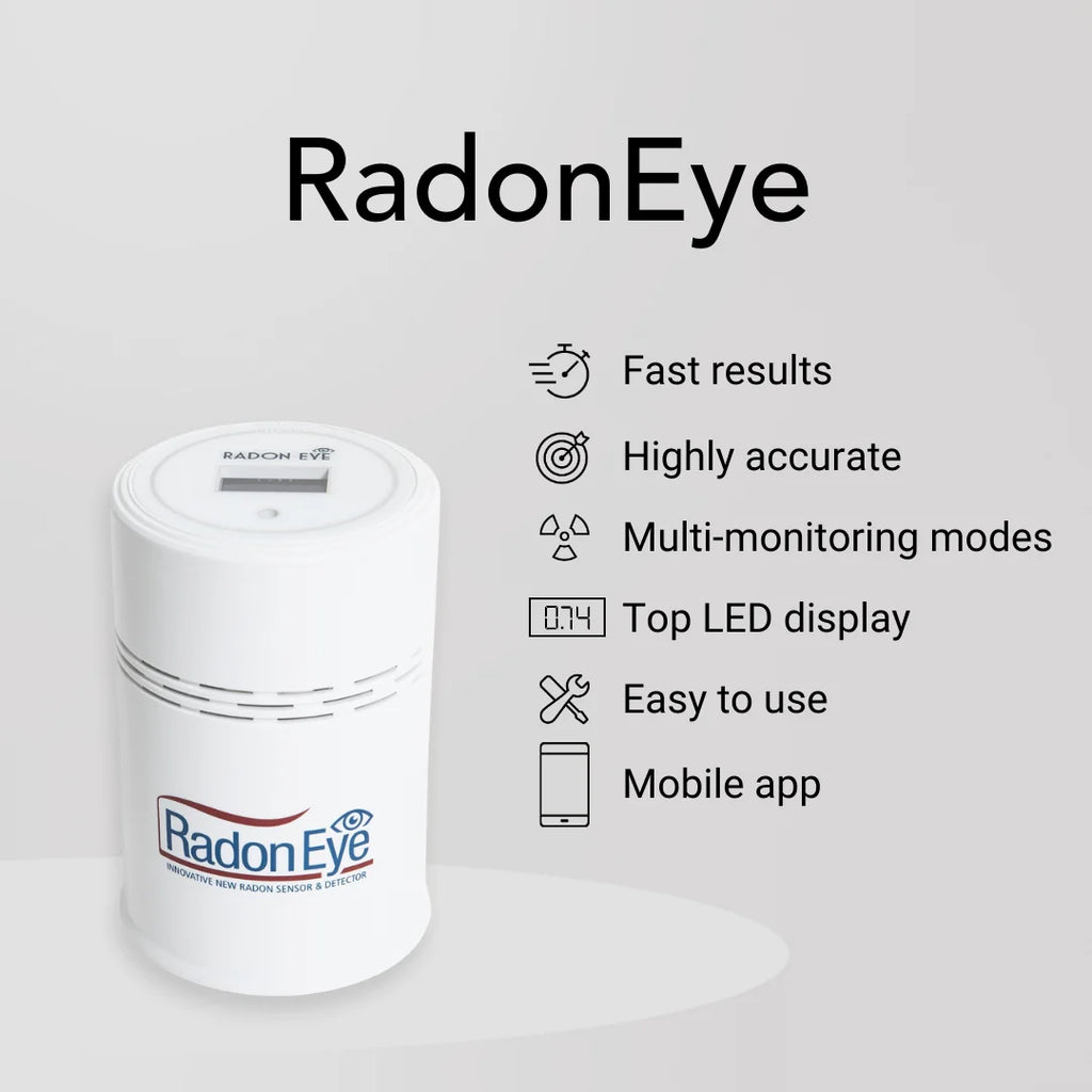 Ecosense RD200W RadonEye; Home Radon Detector; Fast & Reliable Real-Time Radon Monitor ; OLED Display; Easy Setup with App; Bluetooth;