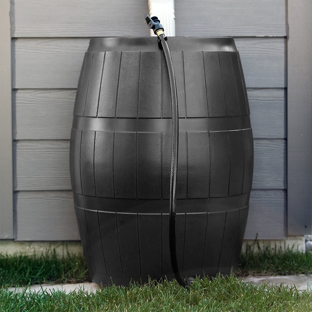 FCMP Outdoor 50-Gallon BPA Free Home Rain Barrel; Black (2 Pack)