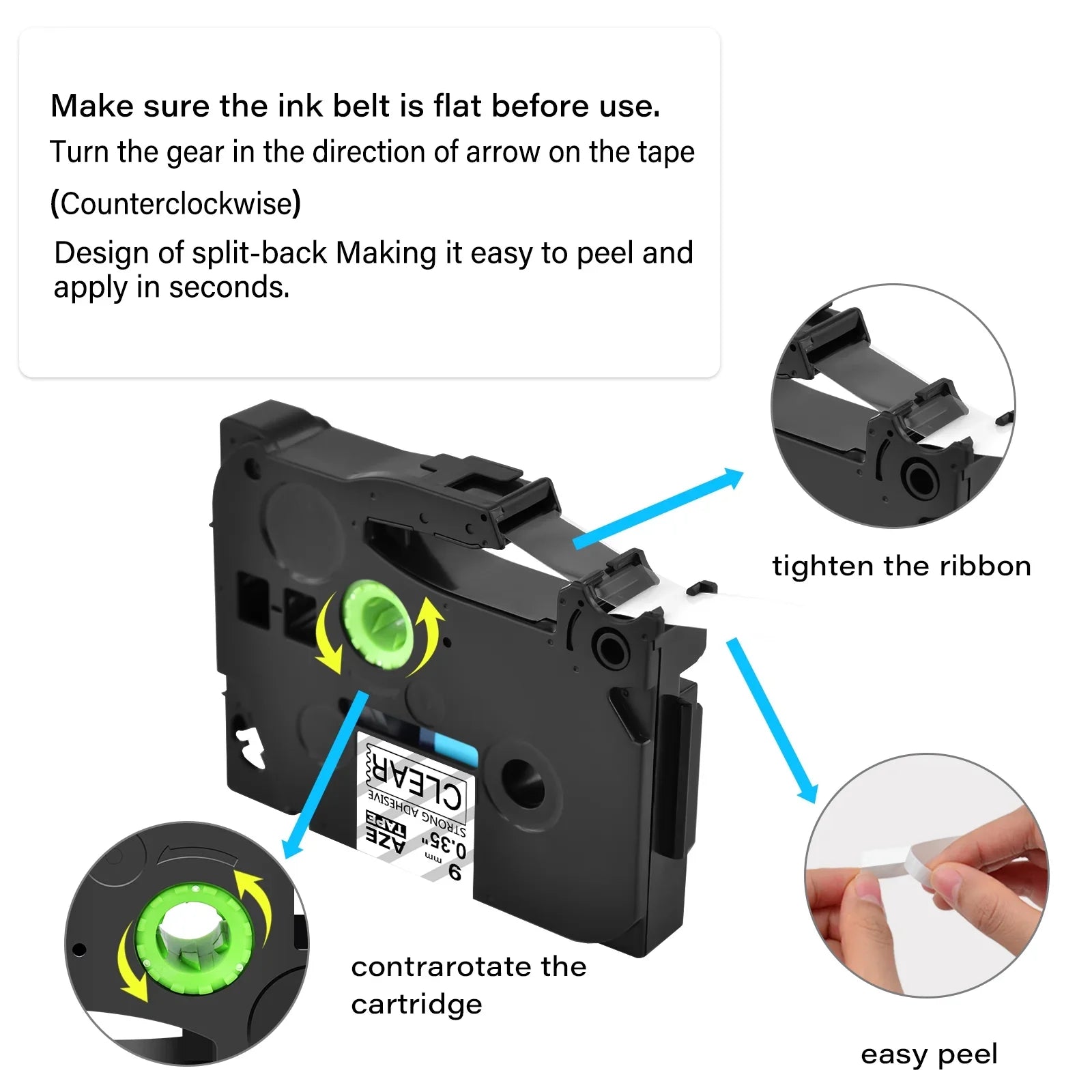 GREENCYCLE 8 Pack Compatible for Brother TZe-S121 TZ-S121 TZ-121 TZe-121 Tape 9mm 0.35'' Laminated Black on Clear Extra Strength Label Tapes use in P-Touch PT-D210 D400 D600 Label Maker 26.2ft 8m