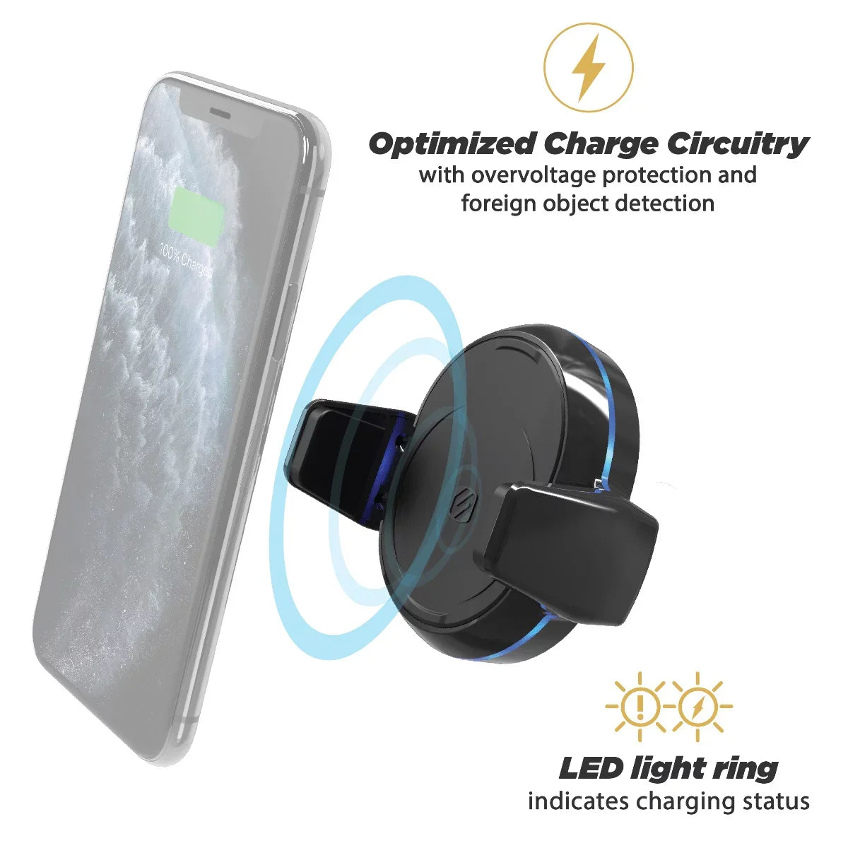 Scosche MGQVP-XTET MagicGrip Charge3 10W Qi Wireless Vent Mount - Black