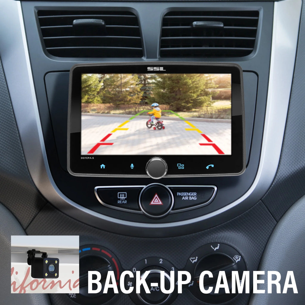 Sound Storm Laboratories DD7CPA-CS Car Audio Stereo – Apple CarPlay; Android Auto; Single Din; 7 millimeter Touchscreen; Bluetooth; No CD DVD Player; AM/FM Radio Receiver; Backup Camera