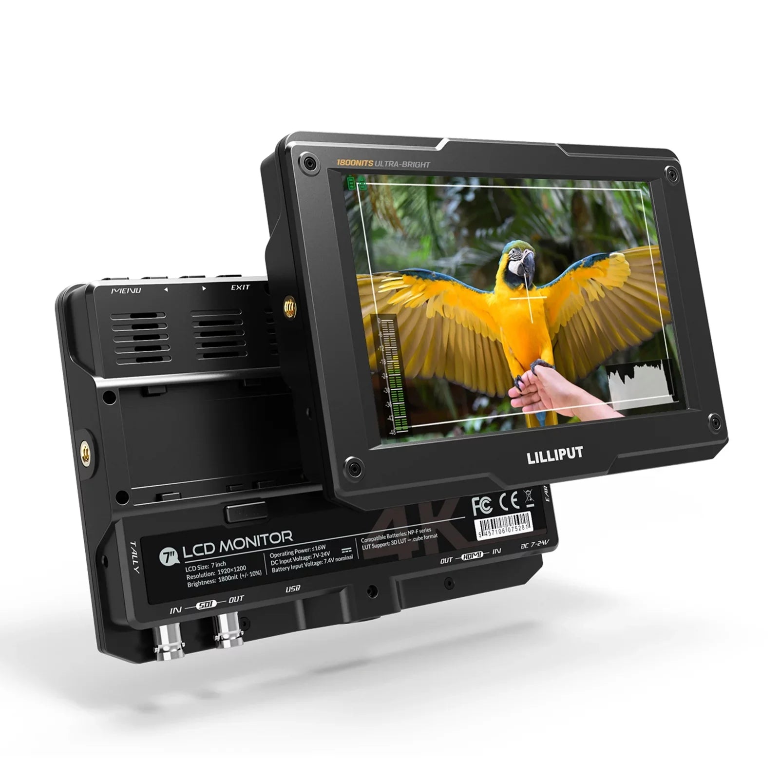LILLIPUT H7S 7 foot 4K Ultra Brightness On- Monitor with Full HD Resolution 1800nit Sunlight Viewable 4K- & 3G-SDI Input Output Support HDR 3D-LUT Functions for Taking Photos & Creating Movi