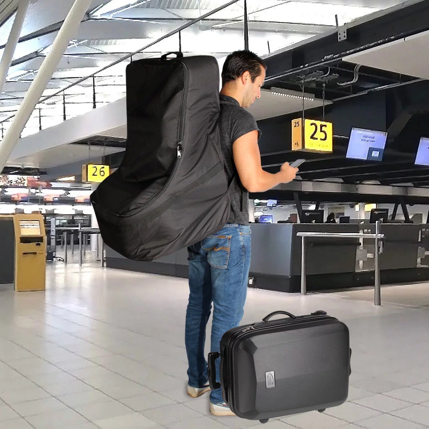KHOMO GEAR Car Seat Travel Bag; Black; Universal