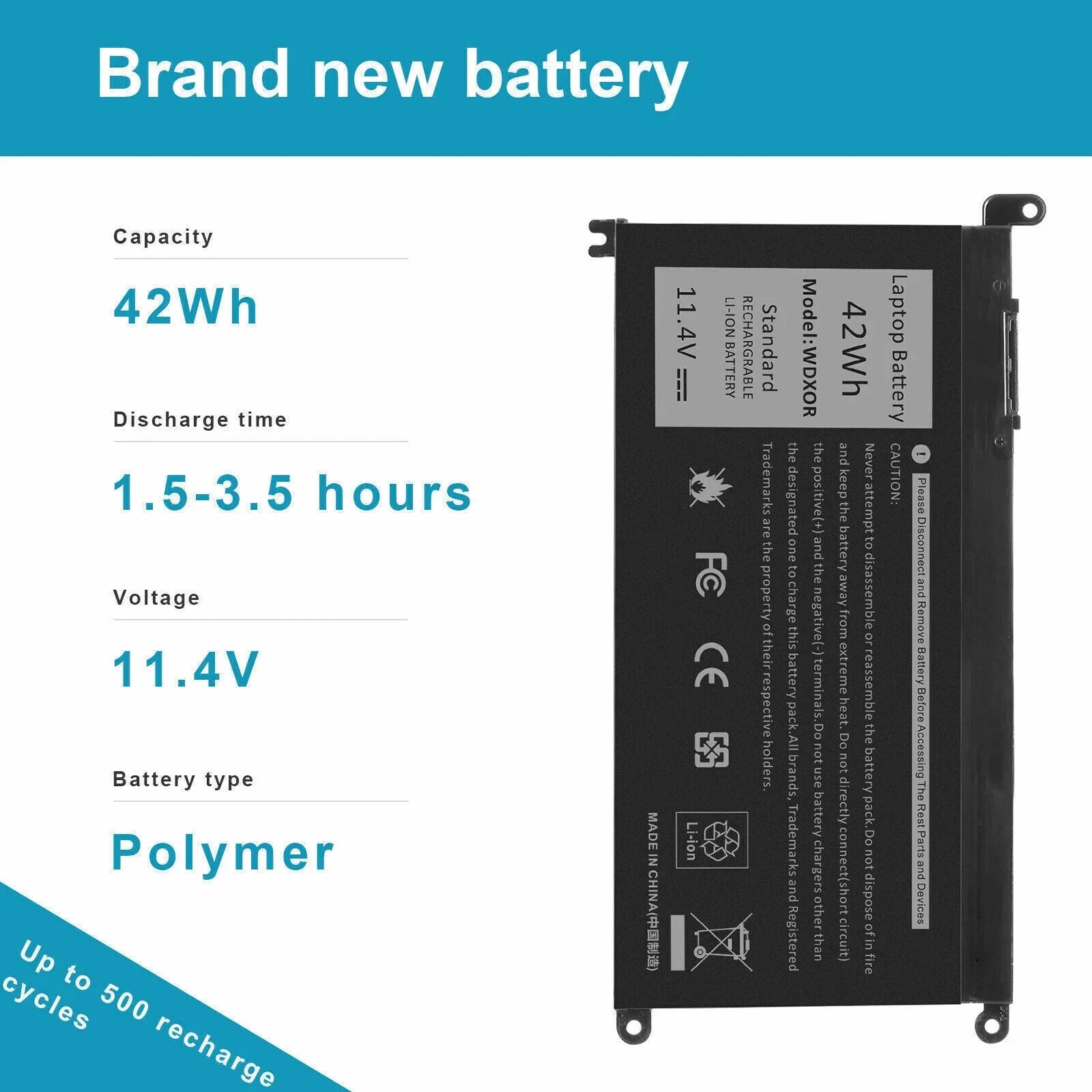 Battery For Dell WDXOR WDX0R 0WDX0R;FC92N 0FC92N