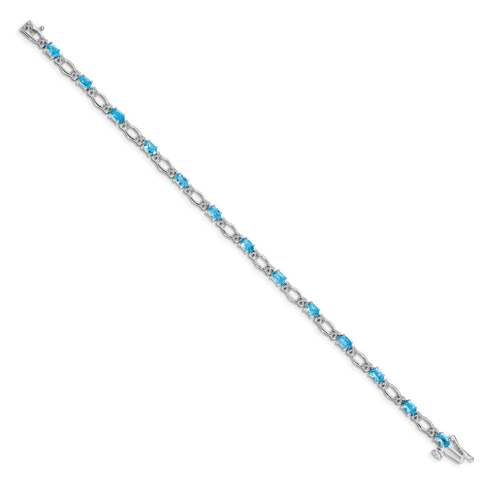 14k White Gold Diamond and Blue Topaz Bracelet QBM4491-BT-010-WA