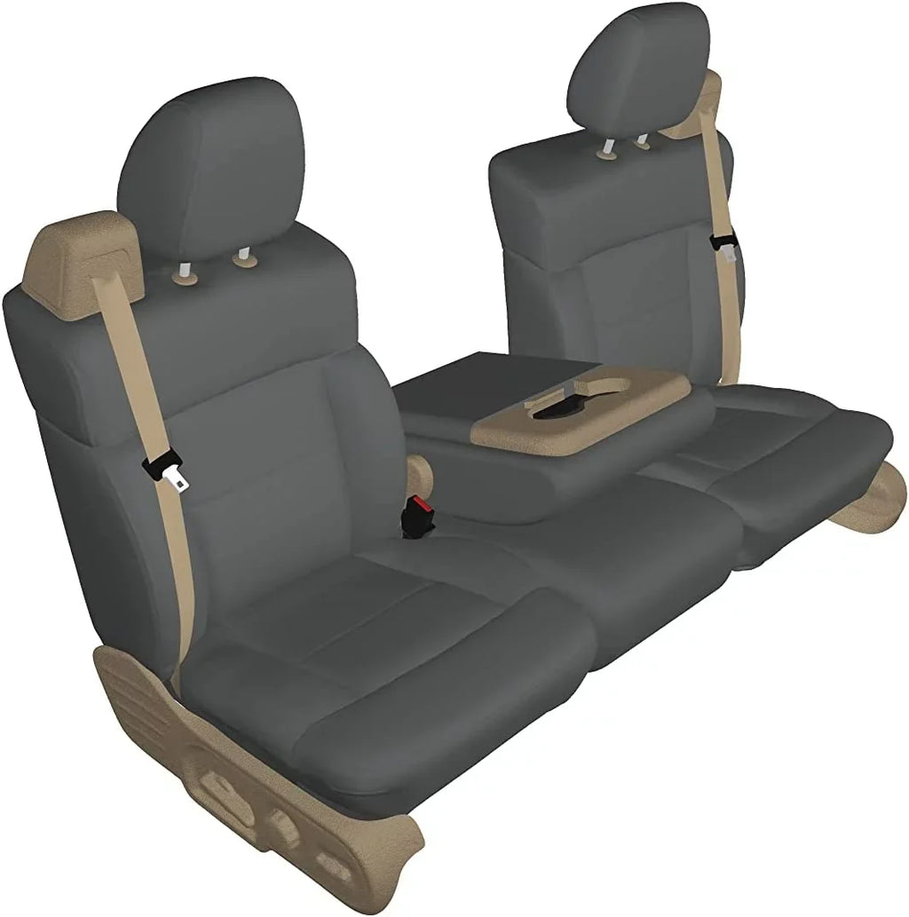 F369 2004-2008 Ford F150 XLT Super Cab Front 40/20/40 Split Seat with Adjustable Headrests; Center Opening Console in Gray Twill