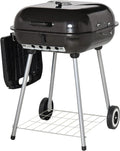 Portable Charcoal Grill with Foldable Side Shelf and Bottom Shelf; BBQ Smoker with Wheels and Adjustable Vents on Lid for Picnic Camping Backyard Cooking; Black
