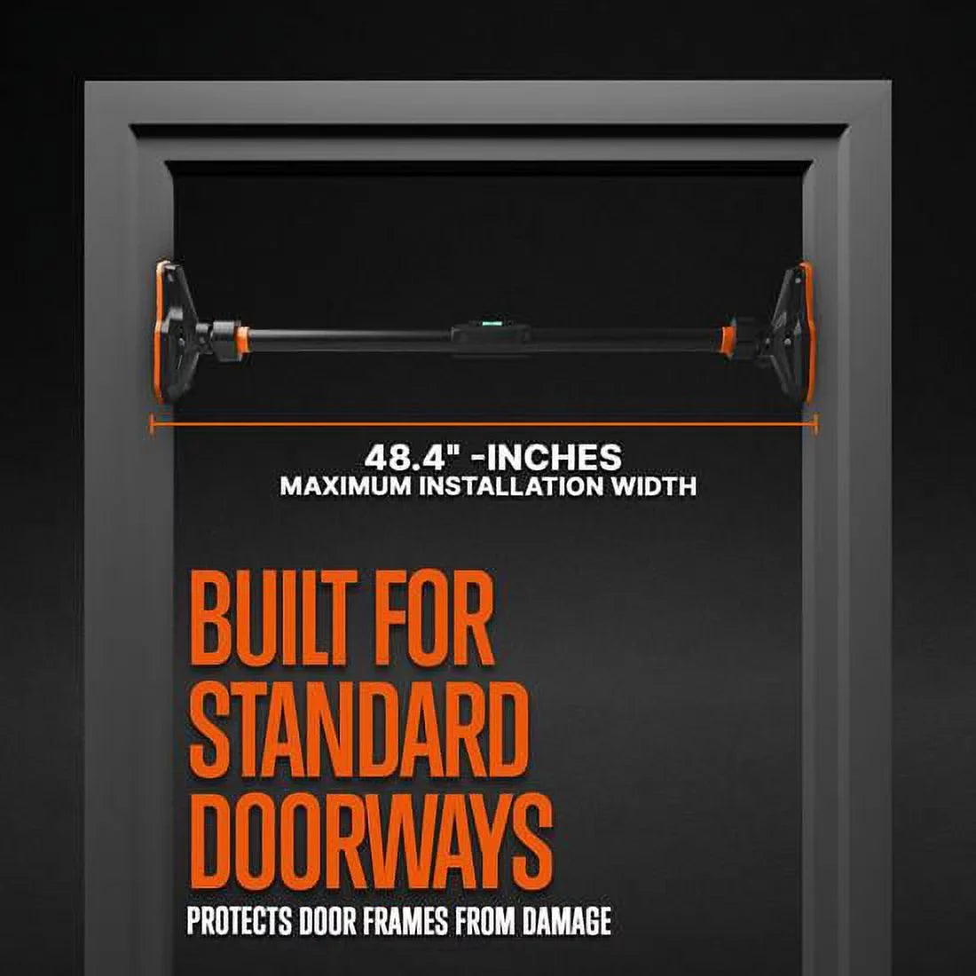SQUATZ 48” Adjustable Pull-up Bar -Adjustable Width 37 to 56 inches; ;orange and black color