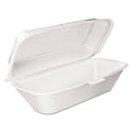 Dart Foam Hinged Lid Container; Hoagie Container with Removable Lid; 5.3 x 9.8 x 3.3; White; 125/Bag; 4 Bags/Carton -DCC99HT1R