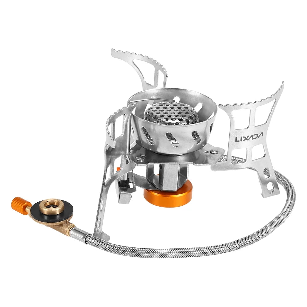 Dcenta Portable Windproof Camping Gas Outdoor Cooking Foldable Split with Gas Conversion Head Adapter