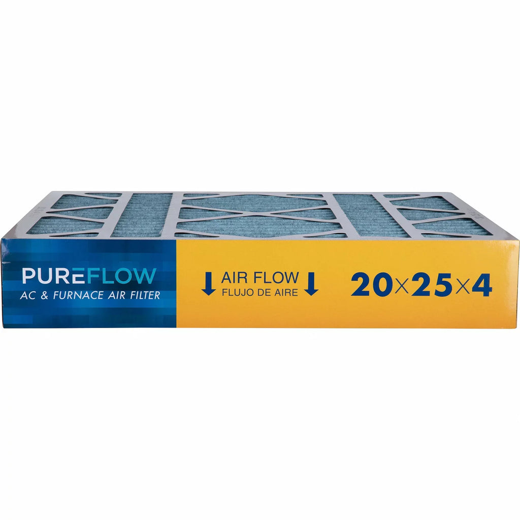 PureFlow; Home Furnace Air Filter 20x25x4; with 4 Layers of Advanced Filtration Technology; MERV-13 Pack-of-2