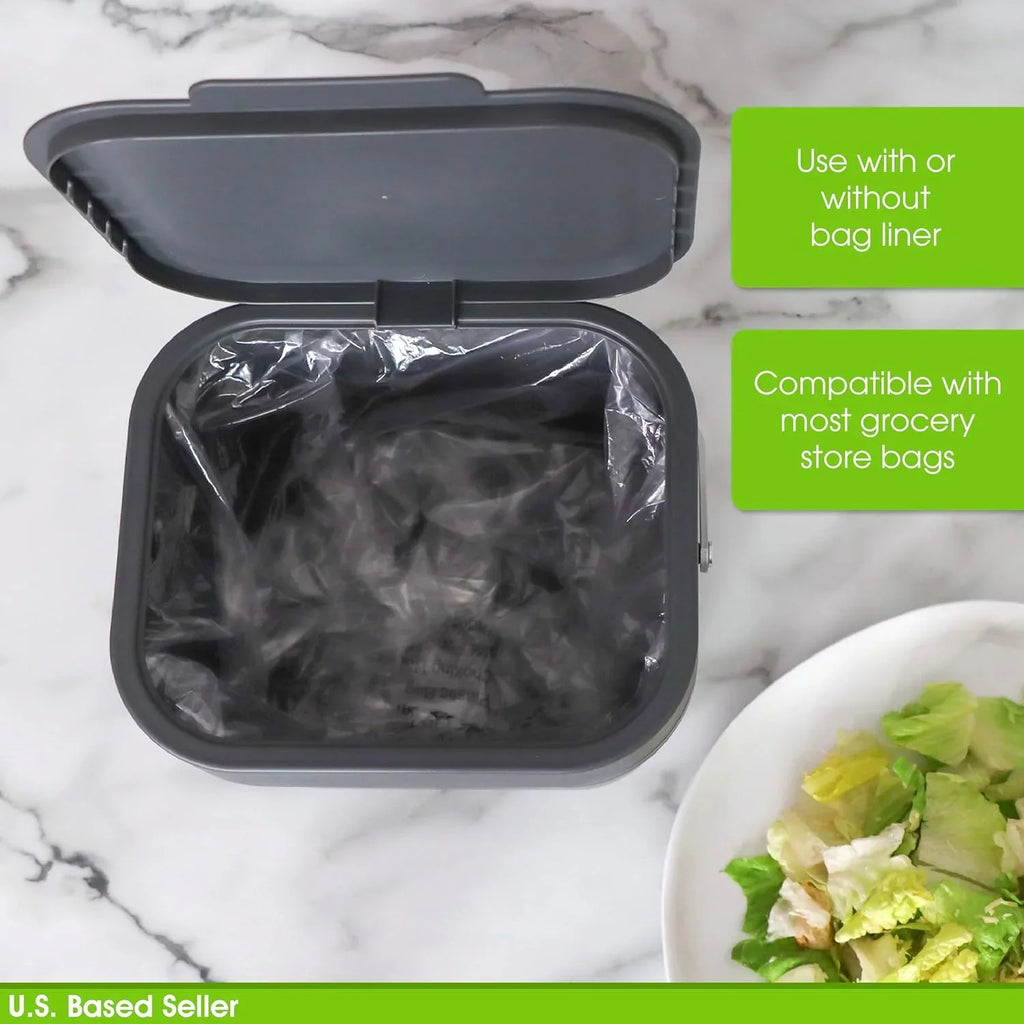 Small Compost Bin For Kitchen - 1Gal Countertop Compost Bucket For Food Scraps; Trash; Recycling And More - 4L Cabinet Or Wall Mounted Aluminum Indoor Compost Bin