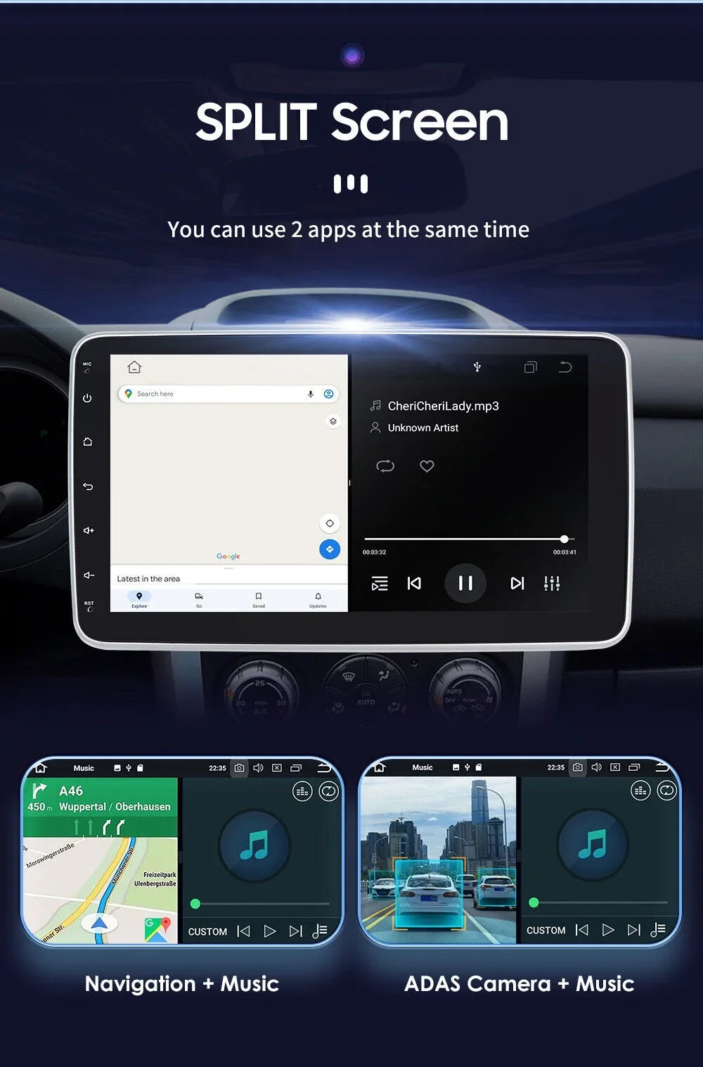 10.1" Rotatable Double 2DIN Android 12 Apple Carplay Car GPS Stereo Radio 4+32GB