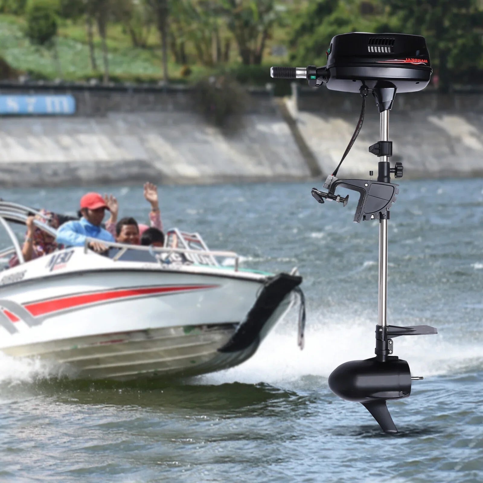 ZhdnBhnos 2.2KW 60V 10HP Heavy Duty Outboard Motor Fishing Boat Engine Powered Brushless Trolling Motor Tiller Control 3000 R/Min