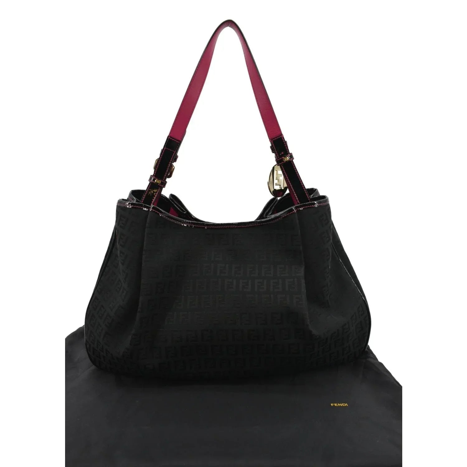 Pre-owned FENDI Zucchino Print Canvas Shopping Tote Bag Black