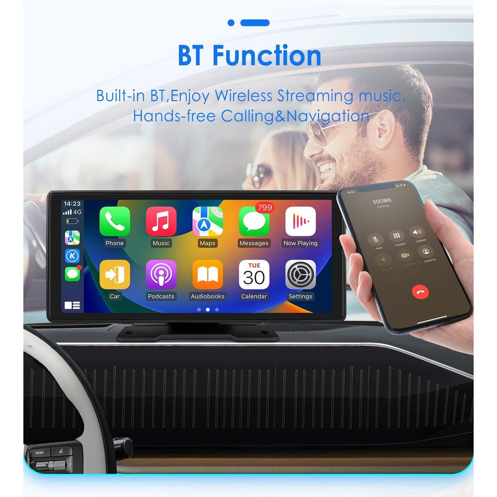 Android Auto Wireless Apple Carplay 360° Adjustable 10.26 millimeter Touchscreen Car Radio Stereo Head Unit Bluetooth GPS Navigation Player With Backup Camera