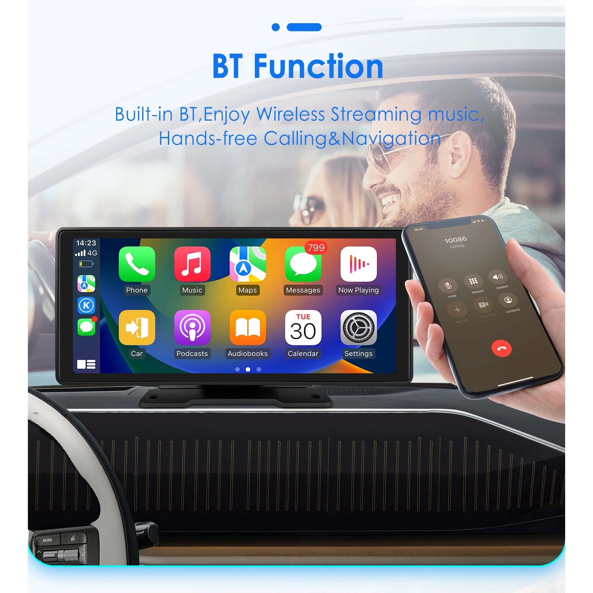 Android Auto Wireless Apple Carplay 360° Adjustable 10.26 millimeter Touchscreen Car Radio Stereo Head Unit Bluetooth GPS Navigation Player With Backup Camera
