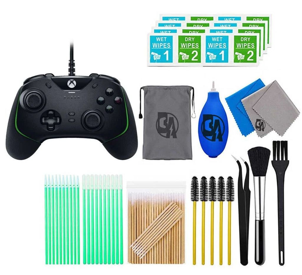 Razer - Wolverine V2 Wired Gaming Controller for Xbox Series X|S; Xbox One; PC with Remappable Front-Facing Buttons - Black With Cleaning Manual Kit Bolt Axtion Bundle Like New
