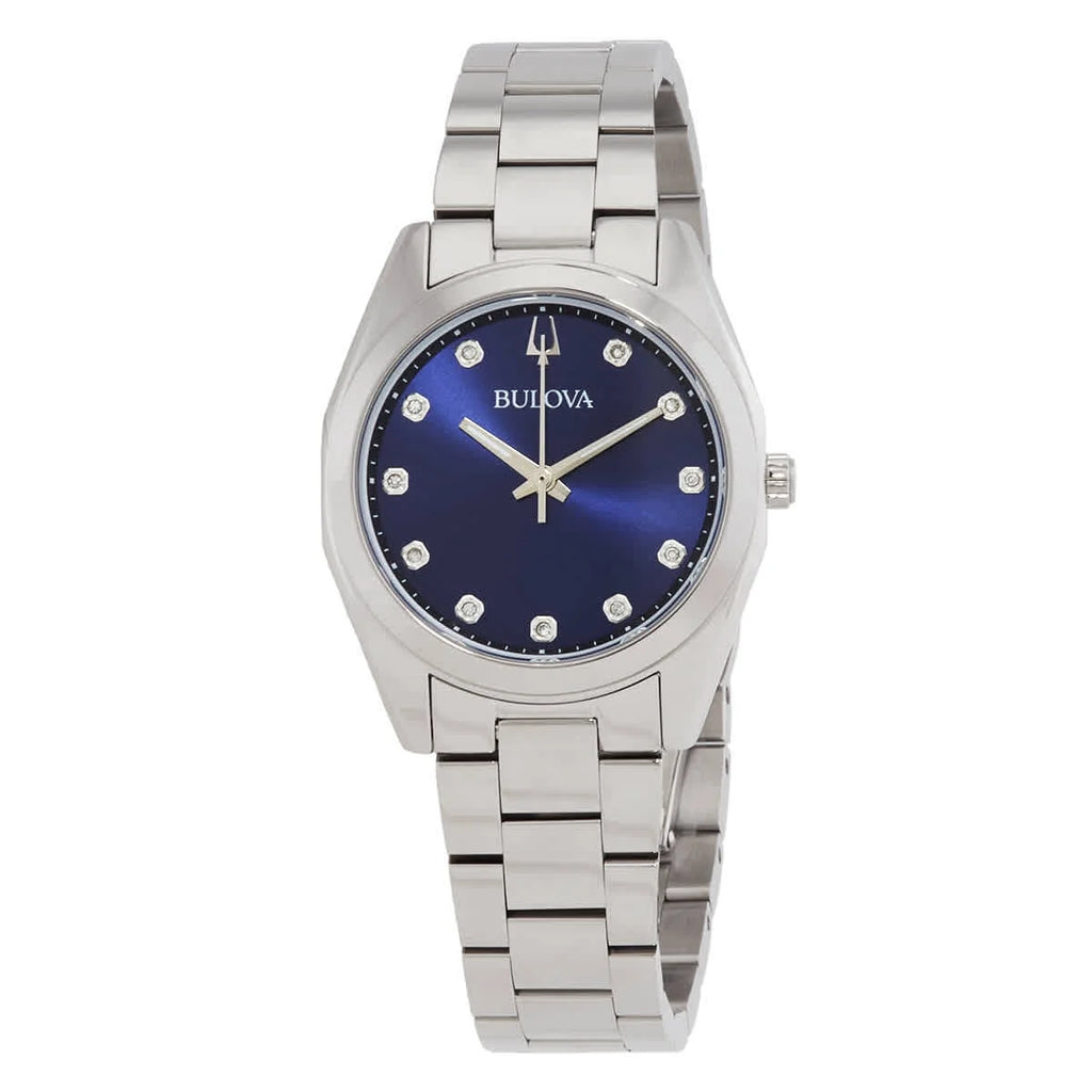 Bulova Surveyor Quartz Diamond Blue Dial Ladies Watch 96P229