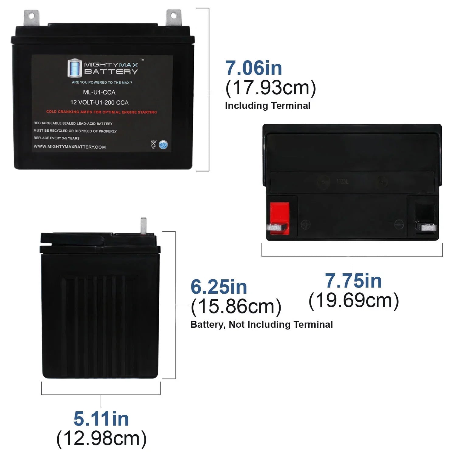 ML-U1 200CCA Battery for Recreatives Inc MaxII 600T SixWheeler ATV 07