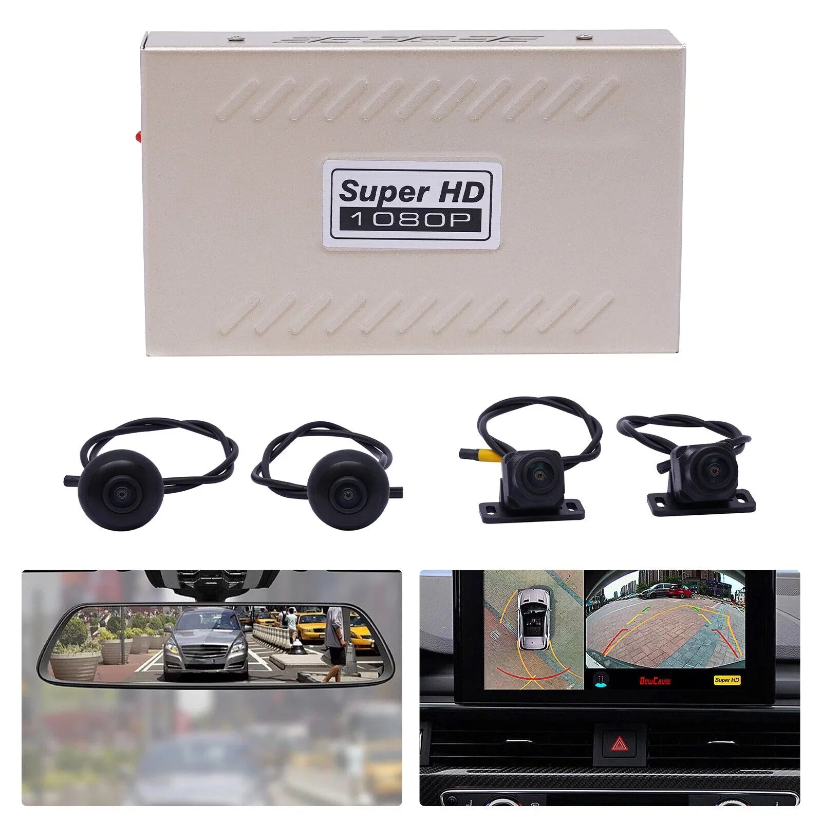 ZhdnBhnos 360° Bird View Panoramic System Rear View 4-Camera Kit 1080P Car DVR Recording Night Vision Recorder