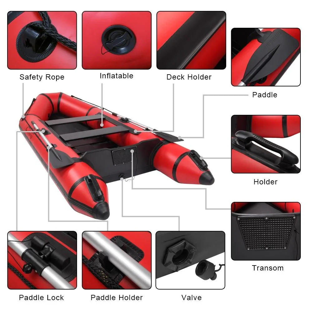 Campingsurvivals 10ft Inflatable Fishing Assault Boat Red